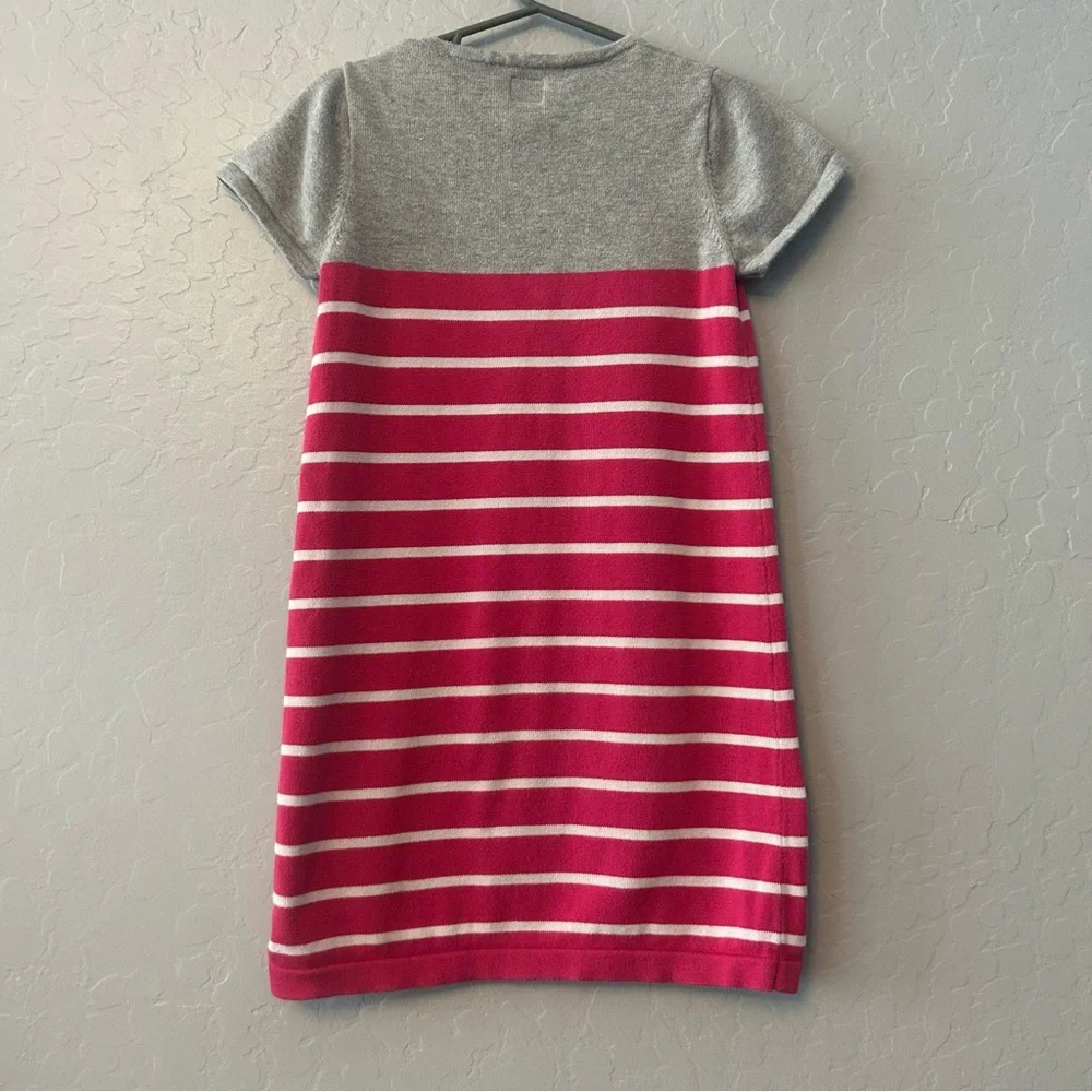 ⭐️Baby Gap light gray, pink and white striped short sleeve sweater dress 5 yr
